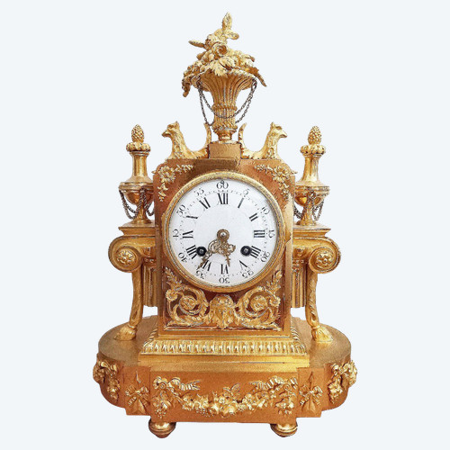 Pendule En Bronze XIXe Ciselé Et Doré Au Mercure