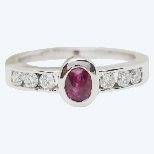White gold, ruby and diamond ring