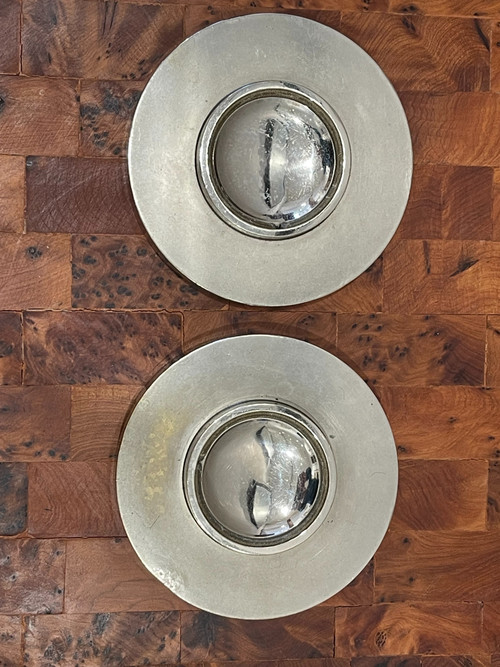  Coppia di lampade a sfera in cristallo, Jacques ADNET (1900-1984) per BACCARAT