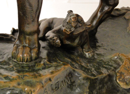 Auguste Cain Scultura in bronzo Leonessa e cuccioli Susse Frères Parigi XIX secolo