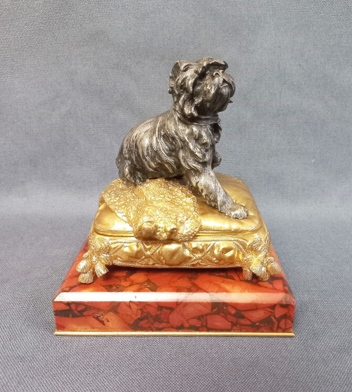 P Lecourtier Schmuckkästchen aus Silberbronze und vergoldeter Bronze