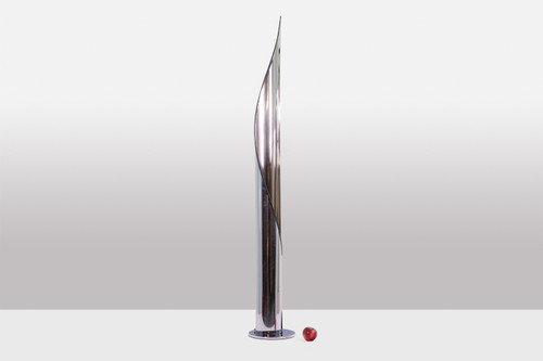 Stilnovo. Lampada da terra in acciaio inox lucido. Anni '70. LS5913589A