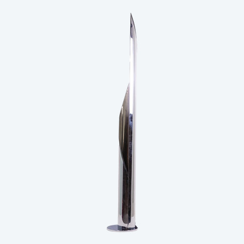Stilnovo. Lampada da terra in acciaio inox lucido. Anni '70. LS5913589A