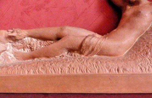 Scultura in terracotta Odalisca con capre di Georges GORI (XIX-XX)