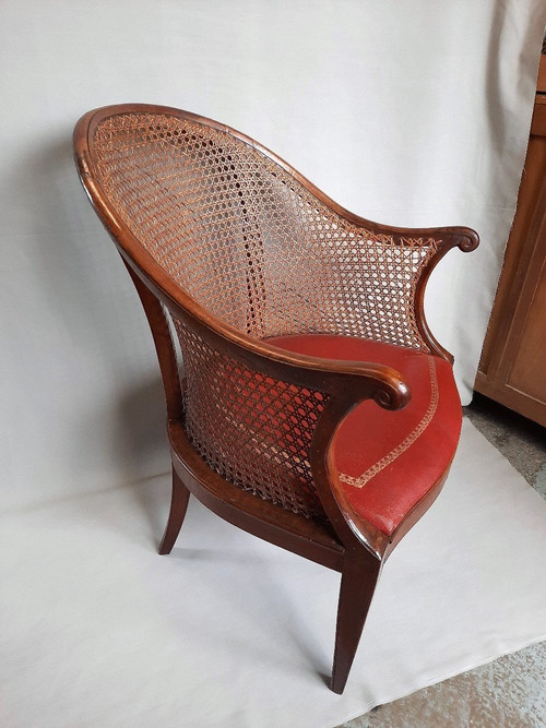 Fauteuil De Bureau Hollandais XVIIIe Siècle Assise En Cuir