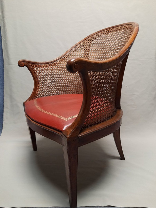 Fauteuil De Bureau Hollandais XVIIIe Siècle Assise En Cuir
