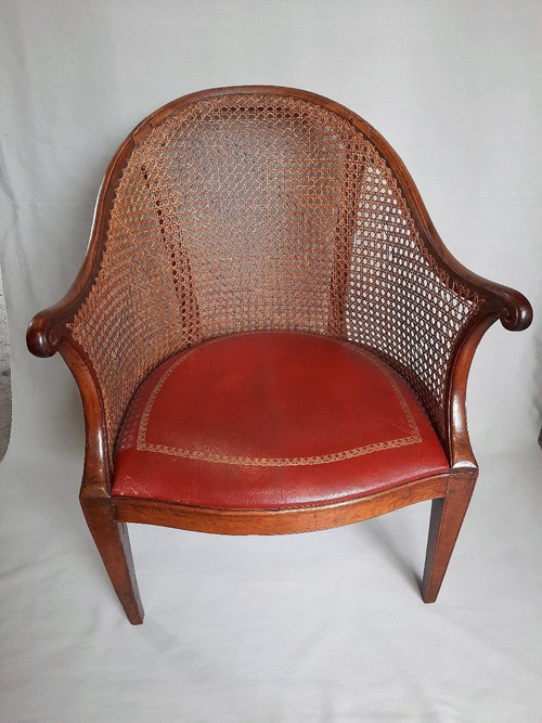 Fauteuil De Bureau Hollandais XVIIIe Siècle Assise En Cuir