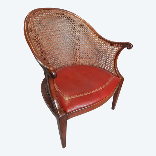 Fauteuil De Bureau Hollandais XVIIIe Siècle Assise En Cuir
