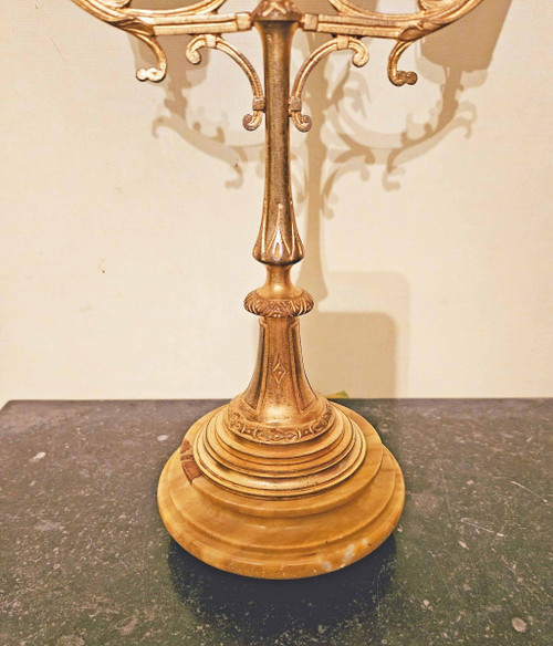 Zigarrenständer aus Messing und vergoldeter Bronze um 1900, Höhe 39 cm