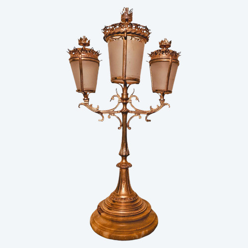 Zigarrenständer aus Messing und vergoldeter Bronze um 1900, Höhe 39 cm