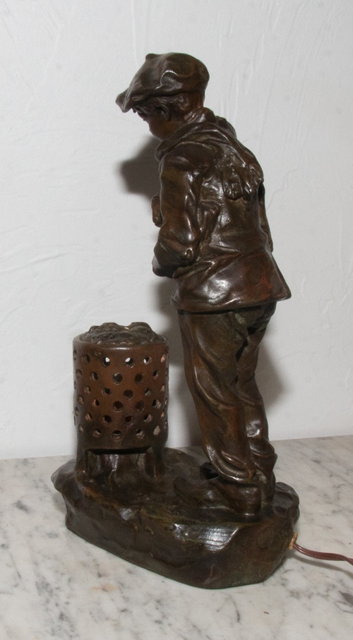 Luce Notturna In Bronzo Firmata J Cardona Epoca 1900