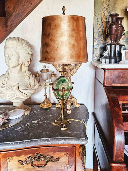 Lampada Spath in bronzo e fluorite firmata Maison Charles