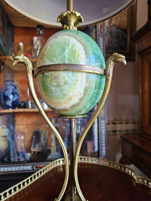Lampada Spath in bronzo e fluorite firmata Maison Charles