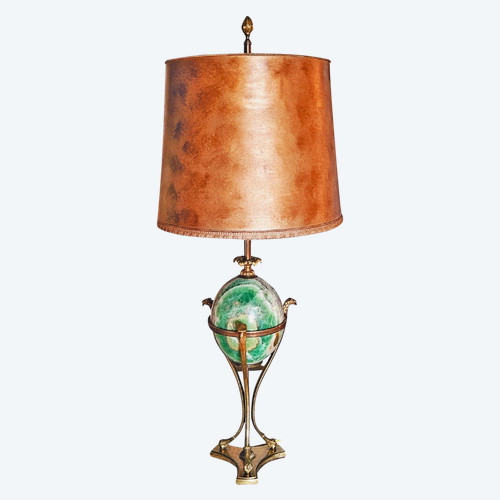 Lampada Spath in bronzo e fluorite firmata Maison Charles