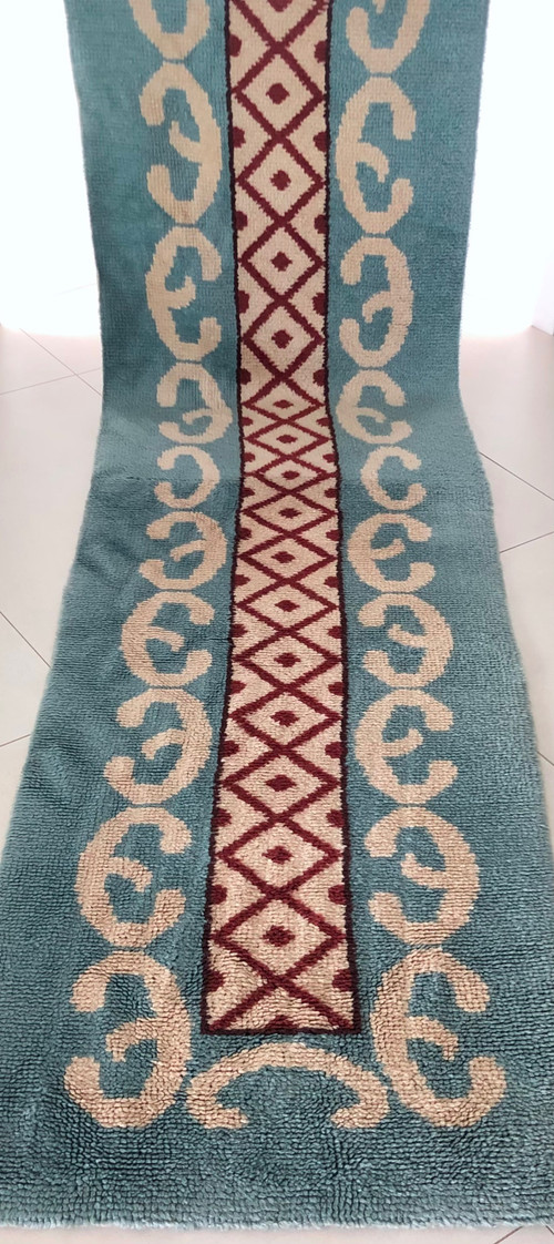 Patterned wool gallery rug, France 1970s