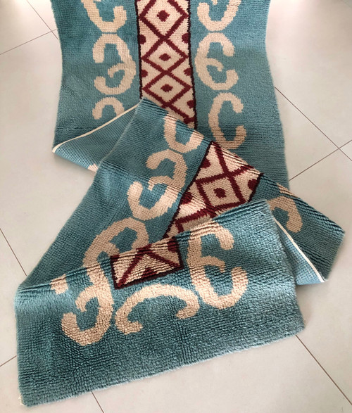 Patterned wool gallery rug, France 1970s