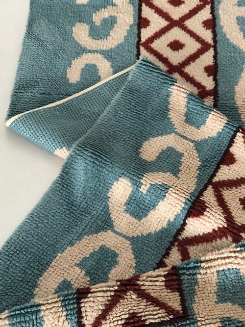 Patterned wool gallery rug, France 1970s