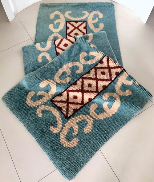 Patterned wool gallery rug, France 1970s
