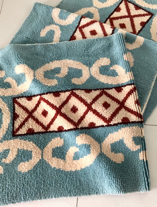 Patterned wool gallery rug, France 1970s