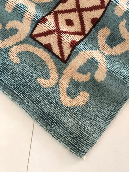 Patterned wool gallery rug, France 1970s