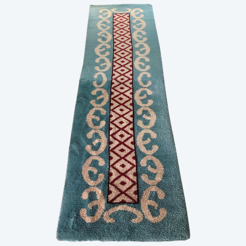 Patterned wool gallery rug, France 1970s