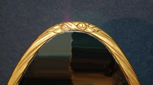 Art Deco Psyche In Carved Golden Wood And Inlaid Amaranth