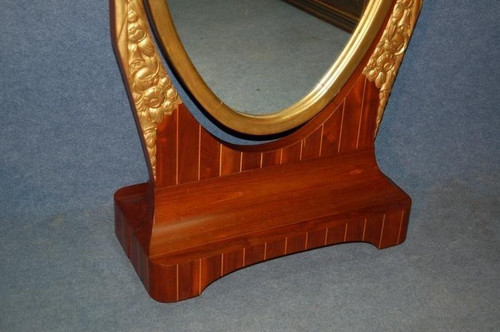 Art Deco Psyche In Carved Golden Wood And Inlaid Amaranth