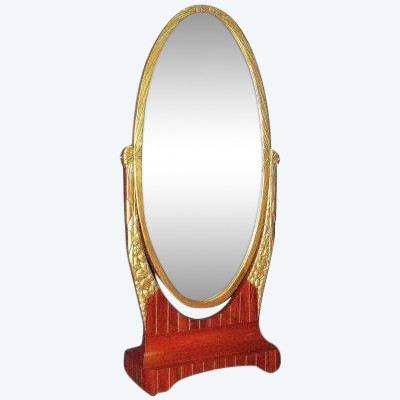 Art Deco Psyche In Carved Golden Wood And Inlaid Amaranth