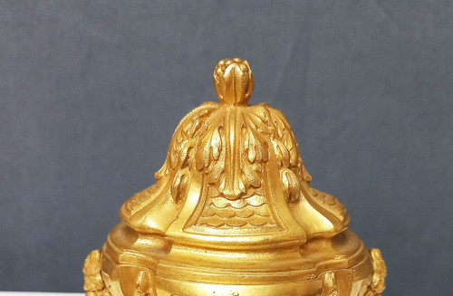 Inkwell In Gilt Bronze And Marble 19th Century