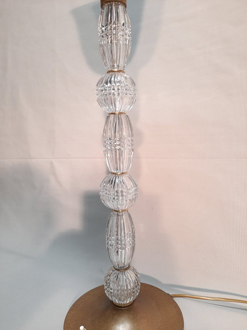 Grde Lampe En Cristal Taillé H 75 Cm