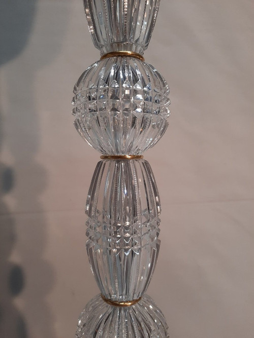 Grde Lampe En Cristal Taillé H 75 Cm