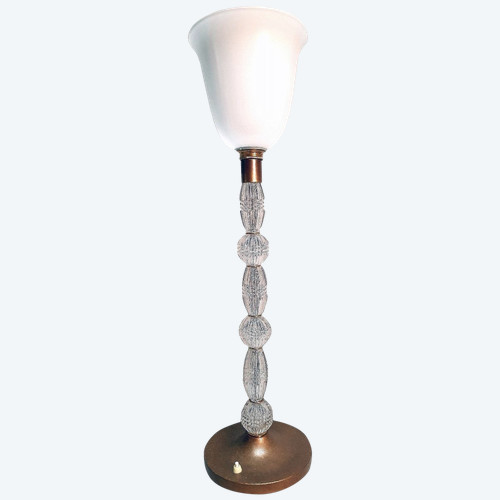 Grde Lampe En Cristal Taillé H 75 Cm