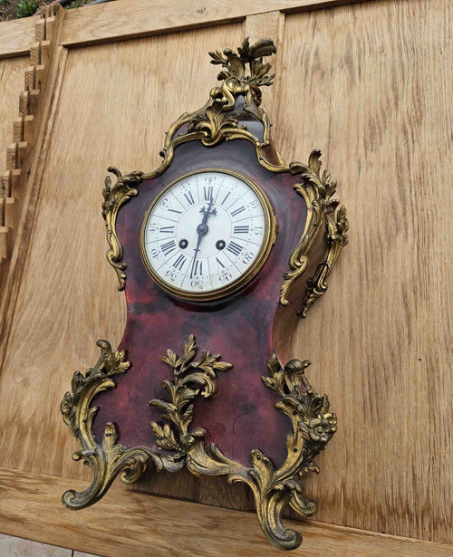 Cartel St L.xv Clock In Tortoiseshell And Gilt Bronze
