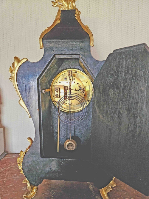 Cartel St L.xv Clock In Tortoiseshell And Gilt Bronze
