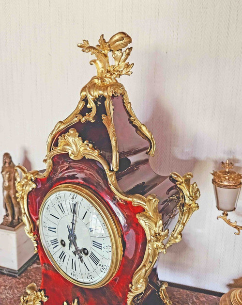 Cartel St L.xv Clock In Tortoiseshell And Gilt Bronze
