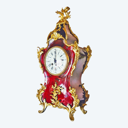 Cartel St L.xv Clock In Tortoiseshell And Gilt Bronze