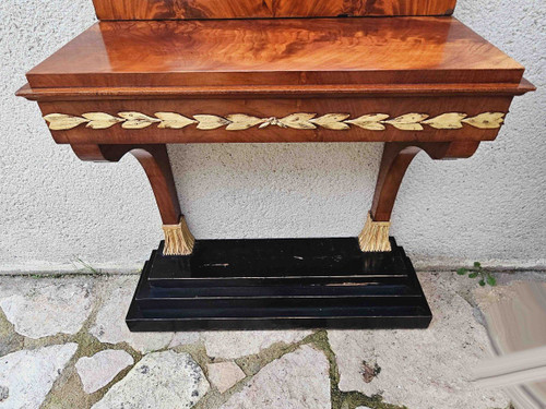 Console e trumeau in mogano e legno dorato stile Impero, circa 1850