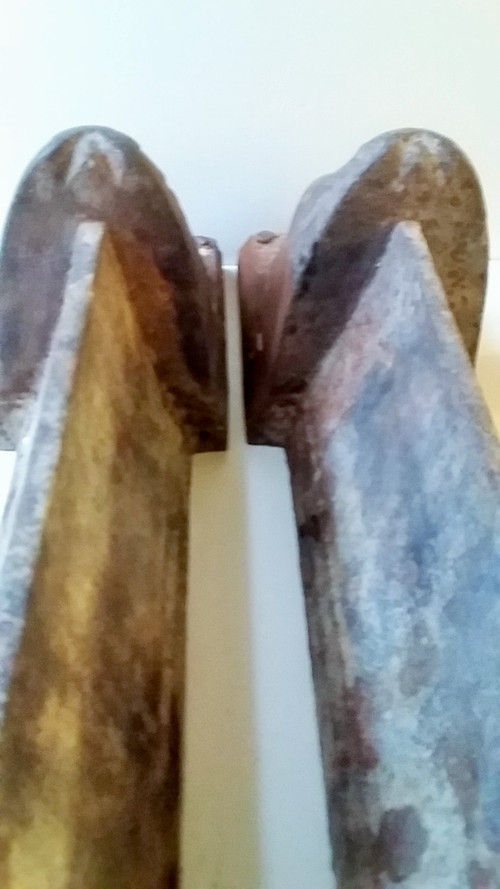 pair of 19th century cast iron empire andirons