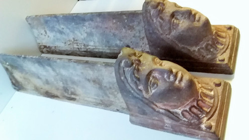pair of 19th century cast iron empire andirons