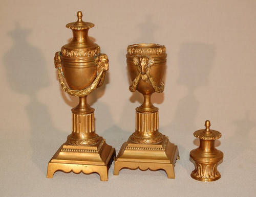 Paire De Flambeaux En Bronze Doré à Binet Réversible XIXe Siècle