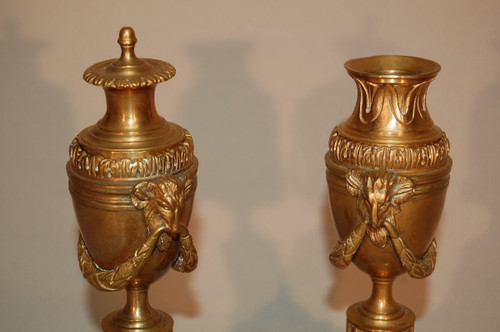 Paire De Flambeaux En Bronze Doré à Binet Réversible XIXe Siècle