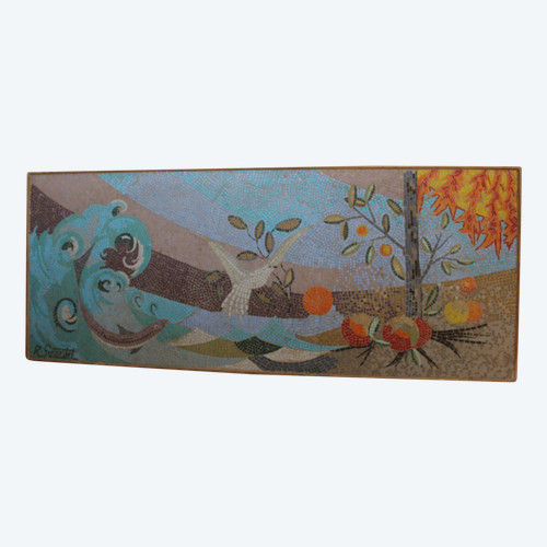 Mosaïque Représentant La Mer Vers 1950 Par Girardet