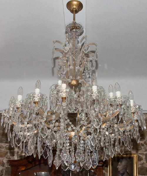 Large Italian Murano Chandelier with 24 Lights Mid 20th Century