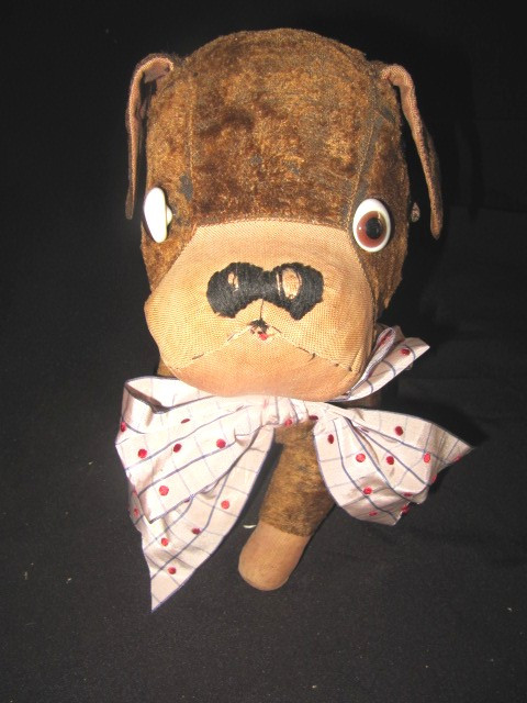 Peluche Bouldogue avec les yeux de verre années 1920 ou 1930