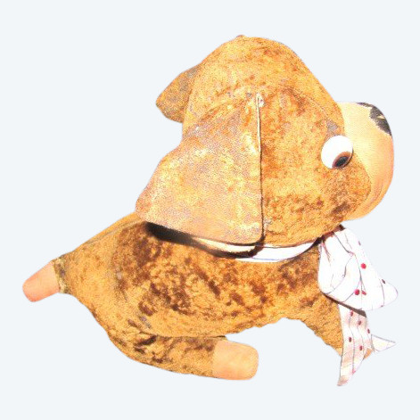 Peluche Bouldogue avec les yeux de verre années 1920 ou 1930