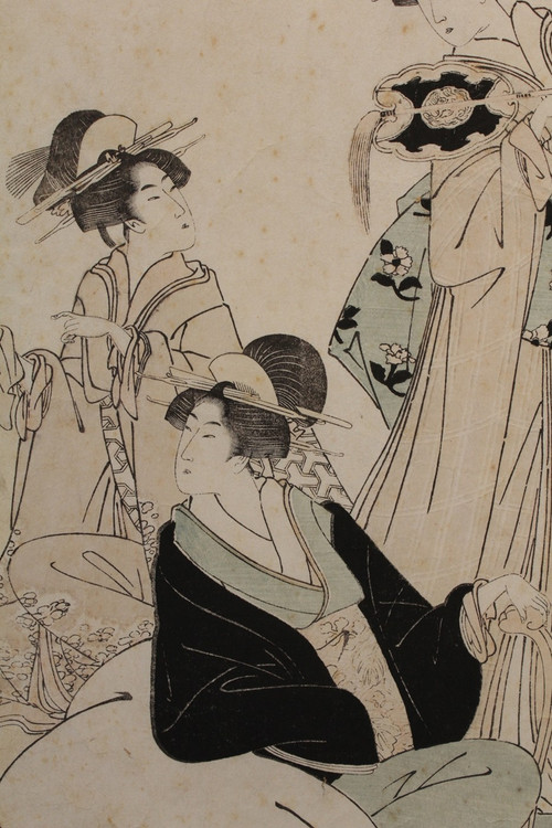 Japanese print 'The 3 beauties' by Toyokuni I (1769-1825)