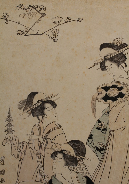 Japanese print 'The 3 beauties' by Toyokuni I (1769-1825)
