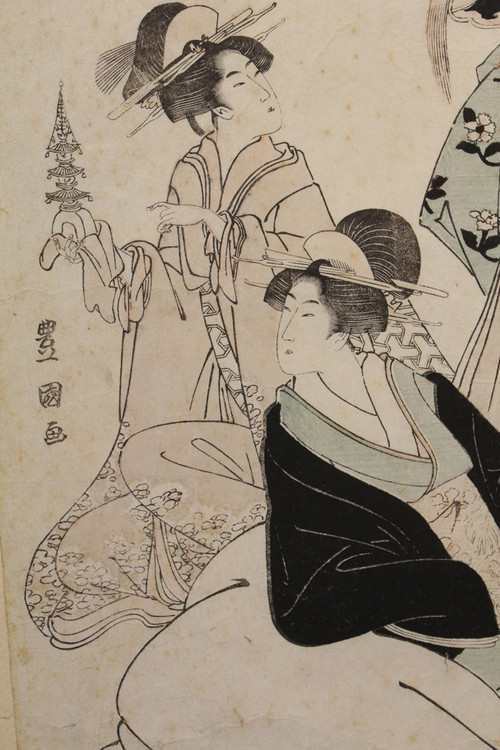 Japanese print 'The 3 beauties' by Toyokuni I (1769-1825)