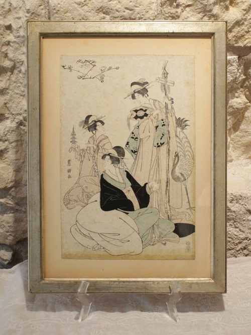 Japanese print 'The 3 beauties' by Toyokuni I (1769-1825)