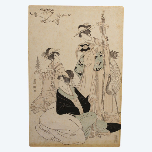 Japanese print 'The 3 beauties' by Toyokuni I (1769-1825)